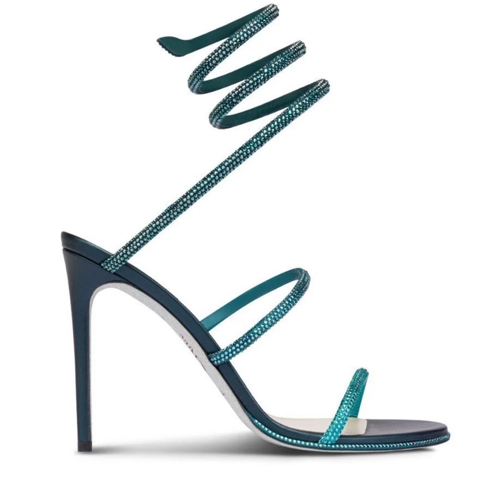 Rene Caovilla Teal Strappy Heels